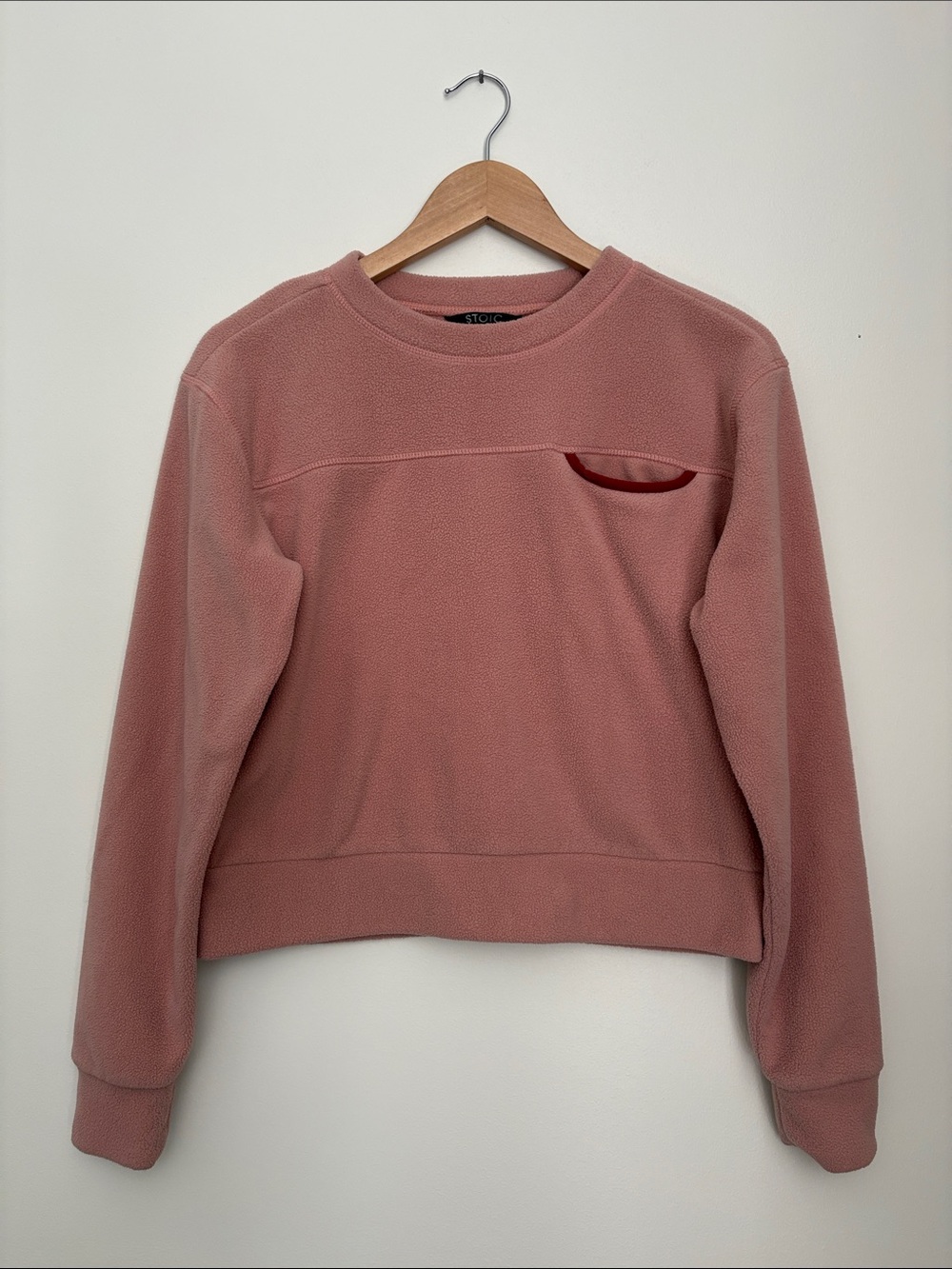 Stoic Fleece Crew Sweatshirt Pink Red Cozy Polar Layering Lounge Travel Size S